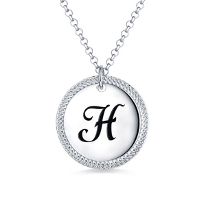 Personalized Circle Initial Necklace Sterling Silver