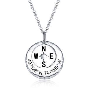 Personalized Compass Necklace in Silver