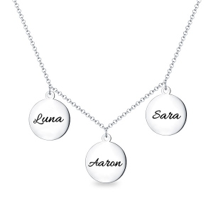 Personalized Triple Discs Name Necklace Sterling Silver