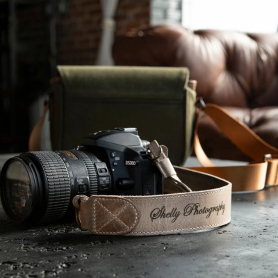 Personalized Name Genuine Leather Camera Strap, Adjustable Neck Shoulder Strap for Camera, Photography Accessories, Gift for Photographers/Shutterbugs