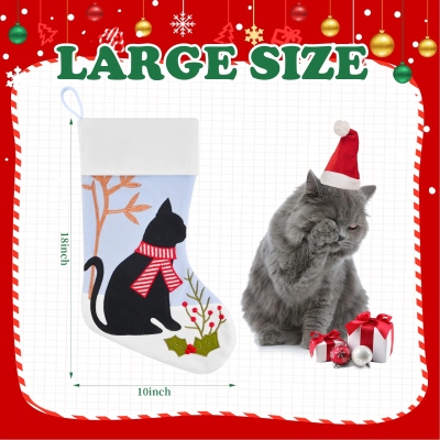 Personalized Embroidered Name Dog/Cat Christmas Stocking, Cute Pet Design Stocking, Winter Holiday Home Decor, Christmas Gift for Pet Owners/Lovers