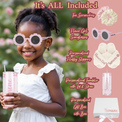 Personalized Name Flower Girl Proposal Gift Box Set, Keepsake Bundle from Bride with Six Color Themes, Wedding/Birthday/Christmas Gift for Kids/Girls