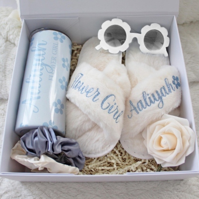Personalized Name Flower Girl Proposal Gift Box Set, Keepsake Bundle from Bride with Six Color Themes, Wedding/Birthday/Christmas Gift for Kids/Girls