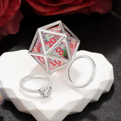 Personalized DND Replaceable Giant D20 Ring, Engagement Ring, DND Ring, D20 Ring, Proposal Ring, Wedding Ring, Dice Cage Ring, Valentine's Day Gift