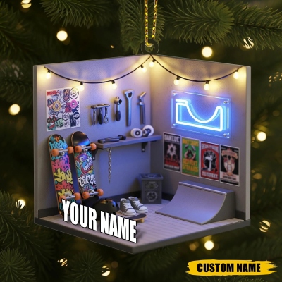 Personalized Skateboard Christmas Ornament, Gift For Skater, Skating Keepsake 2025, Skateboard Christmas Gift, Skateboard Ornament