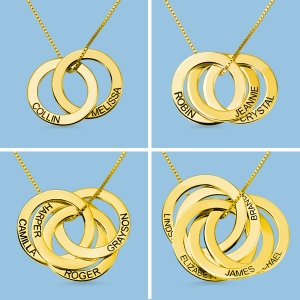 Engraved Russian Ring Necklace in Gold