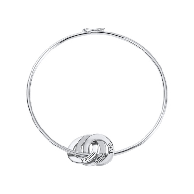 Personalized Russian Ring Bangle Bracelet in Silver