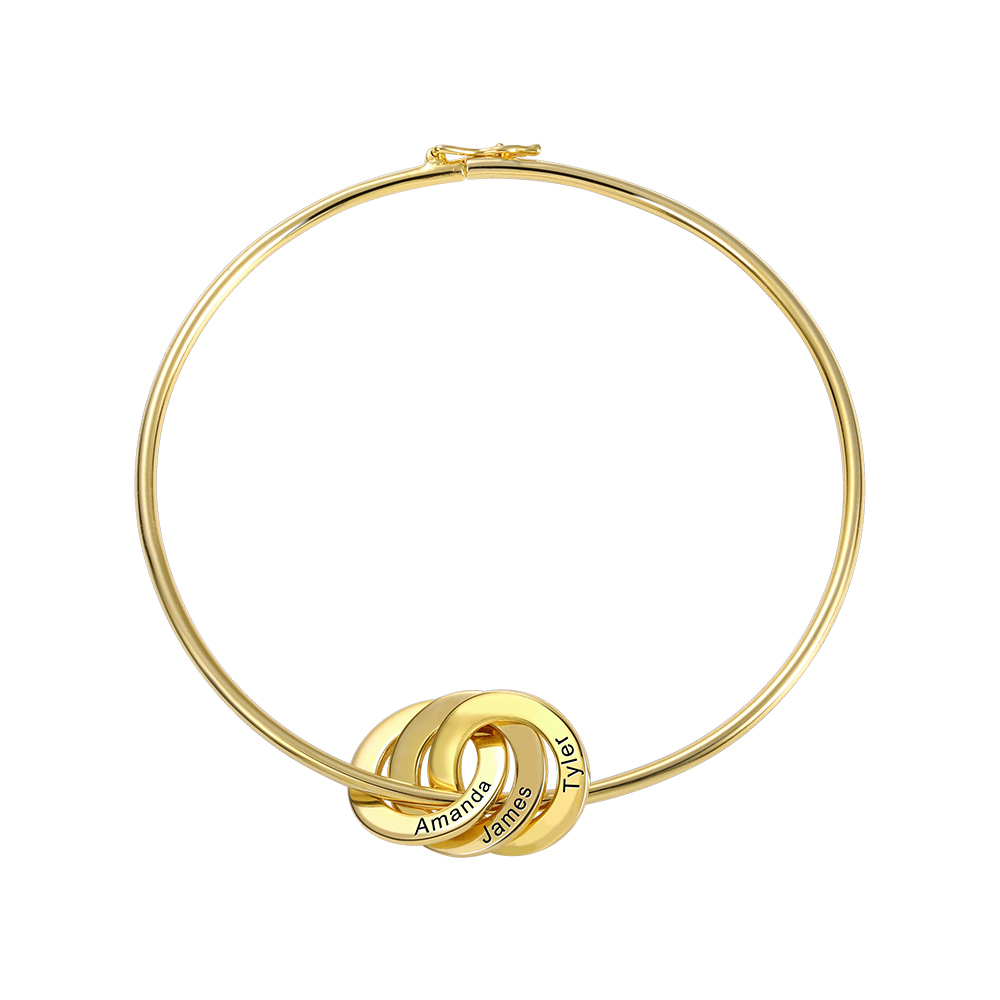 Personalized Russian Ring Bangle Bracelet in Gold