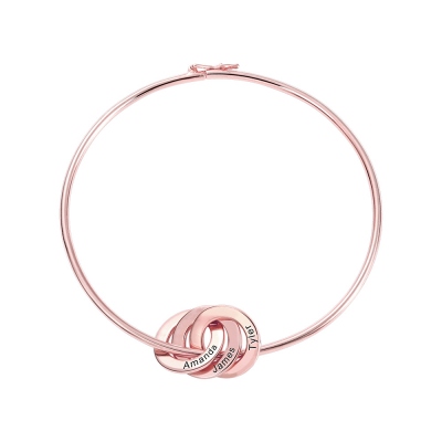 Personalized Russian Ring Bangle Bracelet in Rose Gold