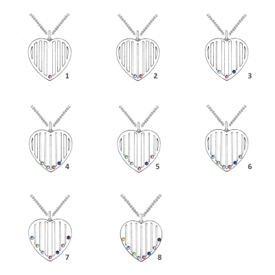 Personalisierte Herz-Geburtsstein-Halskette Familien-Halskette