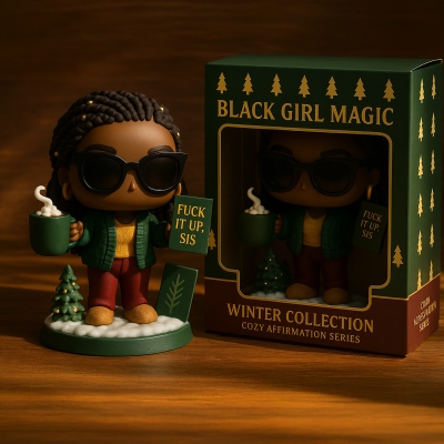 Christmas Black Girl Magic Winter Collection Cozy Affirmation Figure