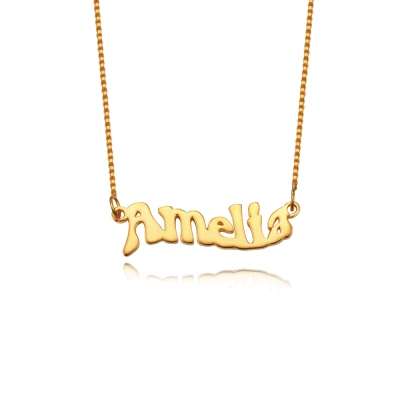 Personalized Wavy Name Necklace, Retro Style Nameplate Pendant Necklace with Box Chain, Birthday/Anniversary/Christmas Gift for Her/Mom/Women