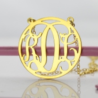 Gold Monogram Disc Necklace