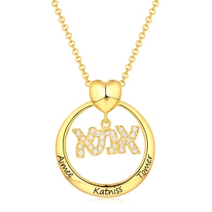 Engraved Hebrew Name Necklace for Mother in Gold