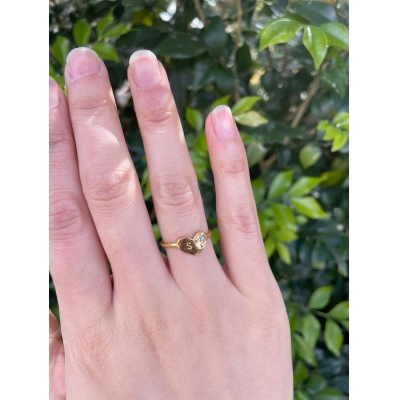 Personalized Initial & Birthstone Horseshoe Heart Ring, Sterling Silver 925 Dainty Lucky Jewelry, Christmas/Birthday Gift for Her/Wife/Horse Lovers