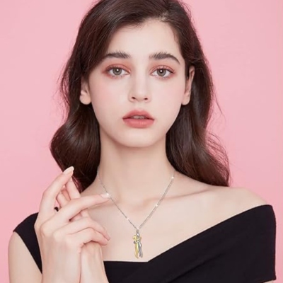 Parhalsband, Romantiskt hänge i sterlingsilver 925 med kärleksfigurer som kramar, Alla hjärtans dag/årsdag/födelsedagspresent till par/honom/henne