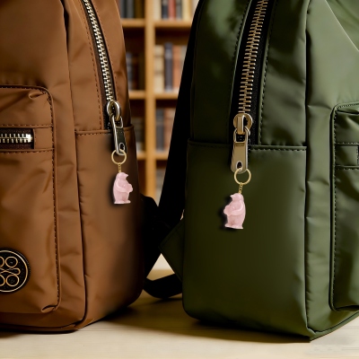 Personalized Initial Rose Quartz & Clear Quartz Penguin Keychains, Chakra 'Soulmate' Healing Crystal Set, Valentine's Day Gift for Him/Her/Couple