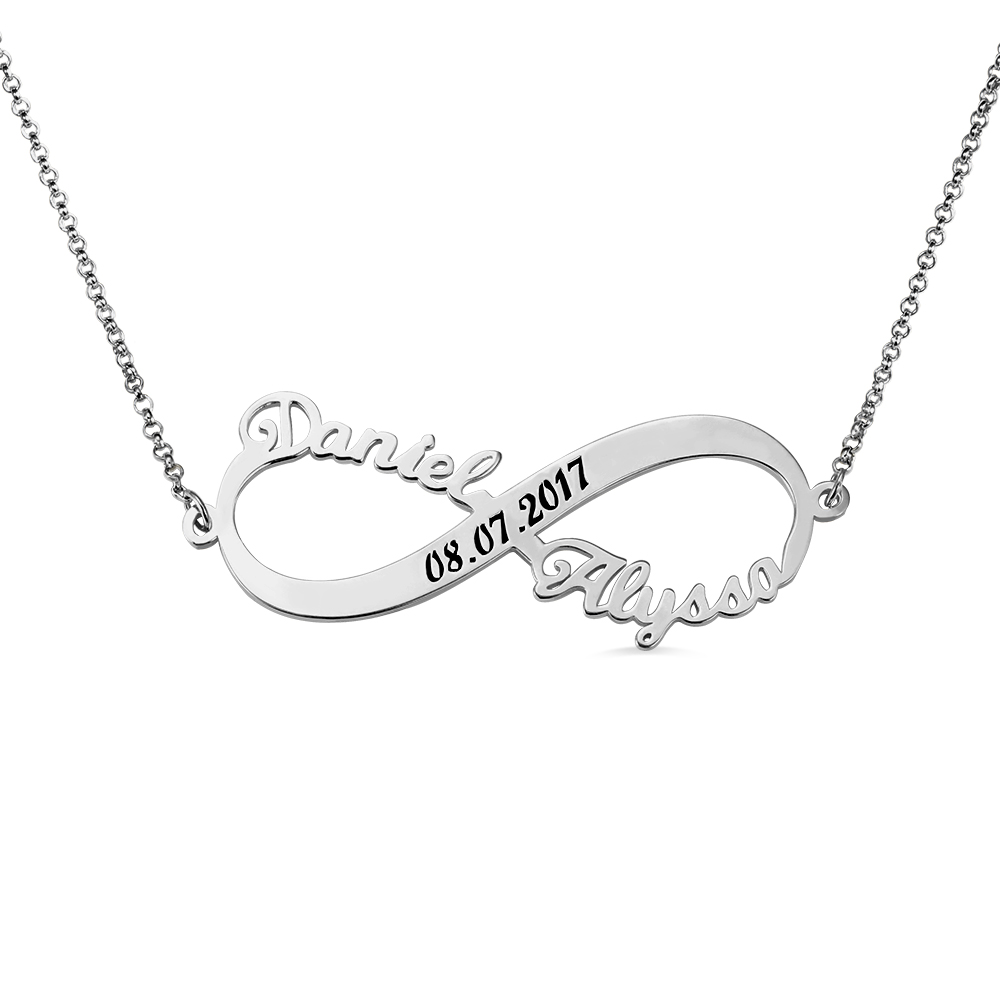 DXYAN 925 Sterling Silver Personalized Eternal Infinity Name Necklace Custom Made with 2 Names