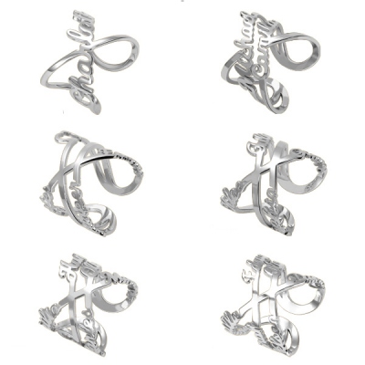 Customized Infinity Name Ring in Silver
