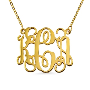 Solid Gold Personalized Monogram Necklace 10K/14K/18K