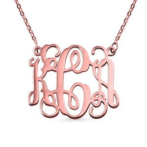 Solid Rose Gold Personalized Monogram Necklace 10K/14K/18K
