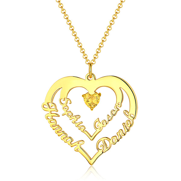 Personalized Heart Necklace with 4 