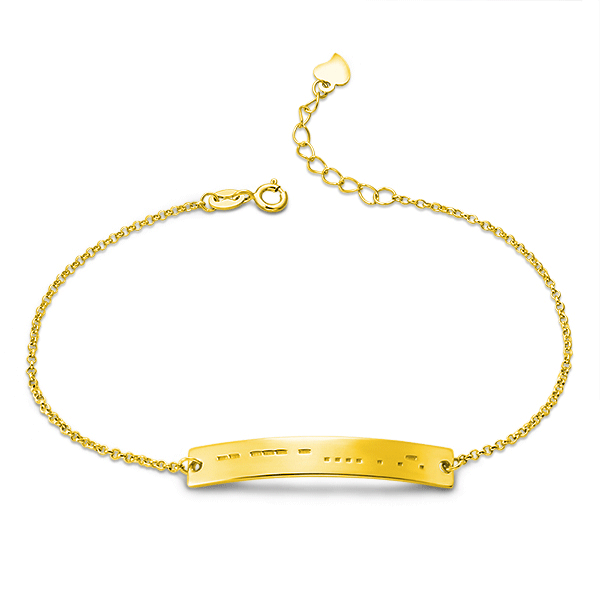 Custom Morse Code Bracelet In Gold