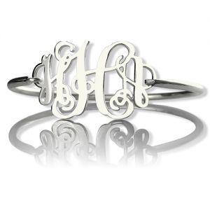 Personalized Monogram Mother's Bangle Bracelet Sterling Silver