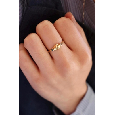 Custom Double Birthstone & Initial Bubble Ring, Sterling Silver 925 Gemstone Ring for Women, Birthday/Mother's Day/Christmas Gift for Her/Mom/Bestie