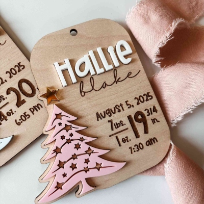 Personalized Birth Announcement Ornament, Newborn Baby Birth Stats Keepsake, Christmas Baby Shower Gift, Nursery Decor Present, Gift For New Mother