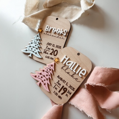 Personalized Birth Announcement Ornament, Newborn Baby Birth Stats Keepsake, Christmas Baby Shower Gift, Nursery Decor Present, Gift For New Mother