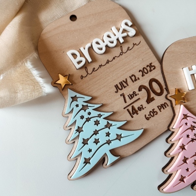 Personalized Birth Announcement Ornament, Newborn Baby Birth Stats Keepsake, Christmas Baby Shower Gift, Nursery Decor Present, Gift For New Mother