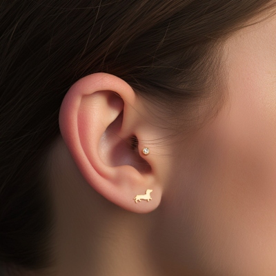 Personalized Cat/Dog Asymmetry Earrings with Double Names, Sterling Silver 925 Cute Cat/Dog Stud Earrings, Birthday/Christmas Gift for Her/Cat & Dog Lovers/Owners