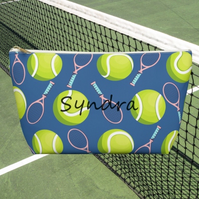 Personalized Name Tennis Makeup Pouch, Tennis Bag, Accessory Pouch for Tennis Team, Cosmetic Pouch, Tennis Gift for Her, Travel Bag for Tennis Players