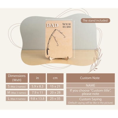 Personalized Fishing Family 1-3 Handprint Sign with Name, Wooden Funny Home Decor, Birthday/Anniversary/Father’s Day Gift for Dad/Grandpa/Family