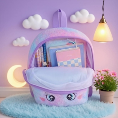 Personalized Embroidered Name Rainbow Unicorn Backpack, Cute Furry Large Capacity School Bag, Easter/Back to School/Birthday Gift for Girls/Kids