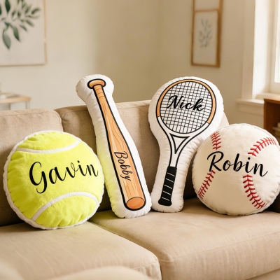 Personalized Name Soccer/Basketball/Baseball Pillow, Plush Stuffed Sports Theme Cushion, Birthday/Father's Day Gift for Baseball Fans/Dad/Sport Lovers