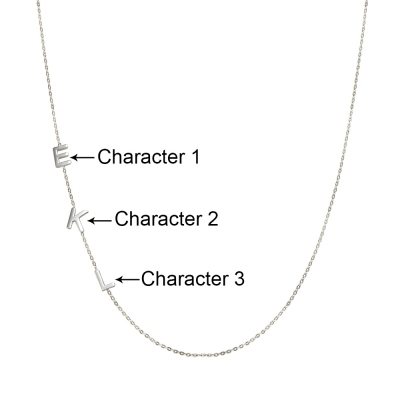 Personalized Sideways 1 - 8 Initials Necklace