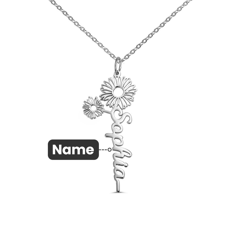 Custom Dainty Floral Name Necklace with Birth Flower, Mother's Day Birthday Wedding Gift for Mom/Her/Bridesmaids