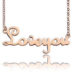 Solid Rose Gold French Font I Love You Name Necklace