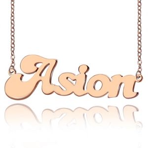Personalized Solid Rose Gold BANANA Font Style Name Necklace