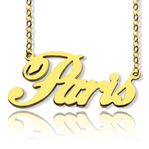 Paris Hilton Style Name Necklace Solid Gold