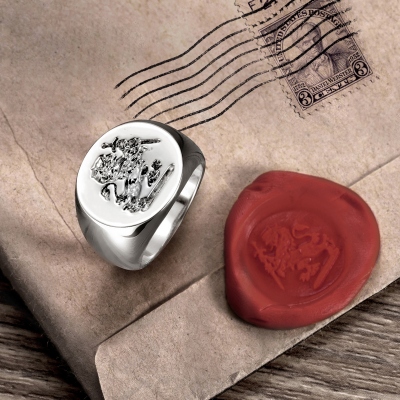 Personalized Wax Seal Family Signet Ring