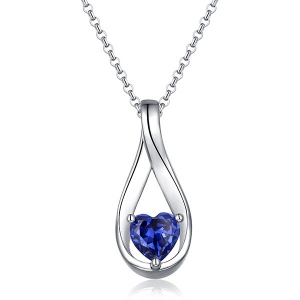 Customized Heart Birthstone Necklace In Sterling Silver
