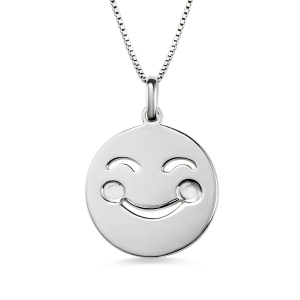Emoji Face Disc Necklace in Sterling Silver
