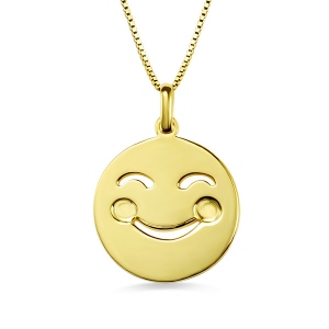 Emoji Face Disc Necklace in Gold