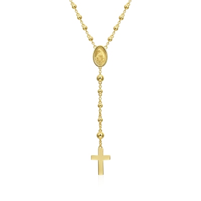Personalized Virgin Mary Rosary Necklace with Cross, Sterling Silver 925 Spiritual Religious Jewelry, Baptism/First Communion Gift for Him/Her