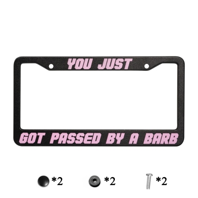 Nicki Minaj Inspired Barb License Plate Frame, License Plate, You Just Got Passed by a Barb, Auto Plate Frame Barb Car Accessories - Black and Pink