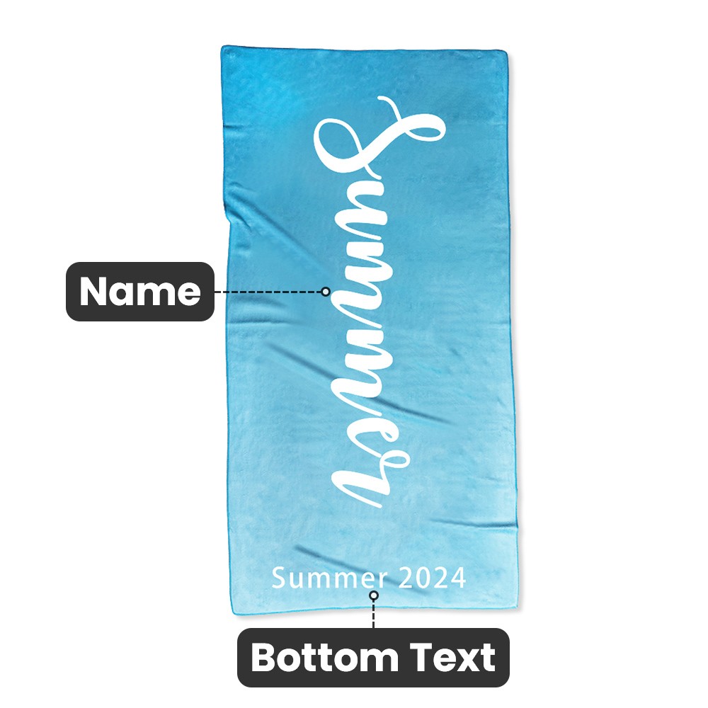 Personalized Multicolor Super Absorbent Quick Dry Name Beach Towel, Outside Birthday Travel Pool Party Summer Vacation Gift for Traveler/Family