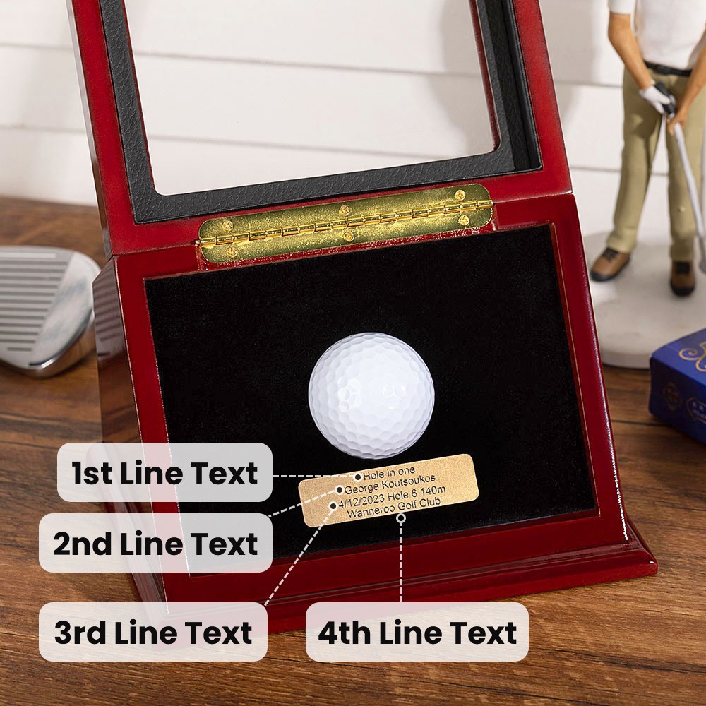 Custom Wood Golf Ball Display Case with Engraved Plaque, Hole-in-One Golf Display Box, Golf Accessories, Gift for Golf Lover/Dad/Boyfriend